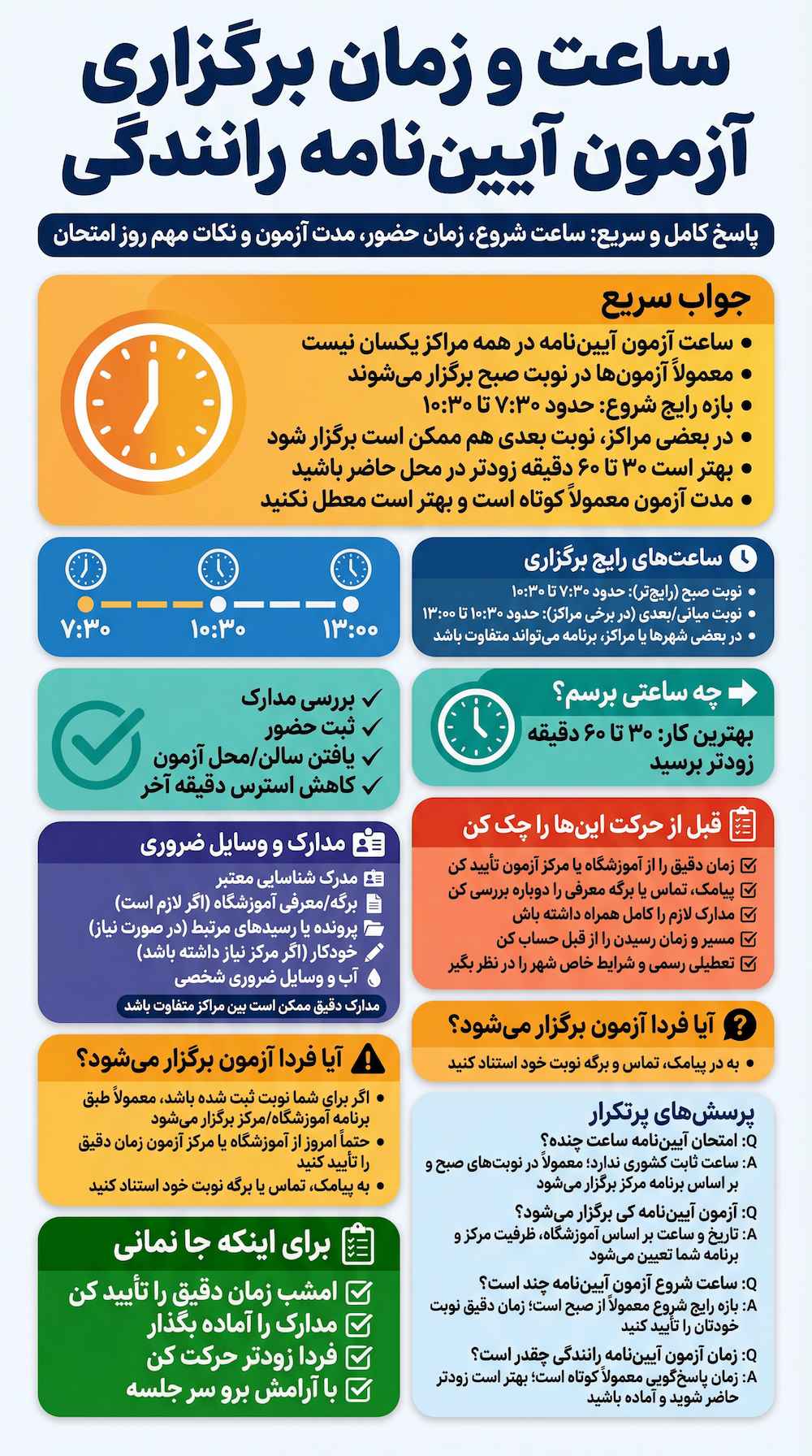 زمان برگزاری امتحان آیین نامه