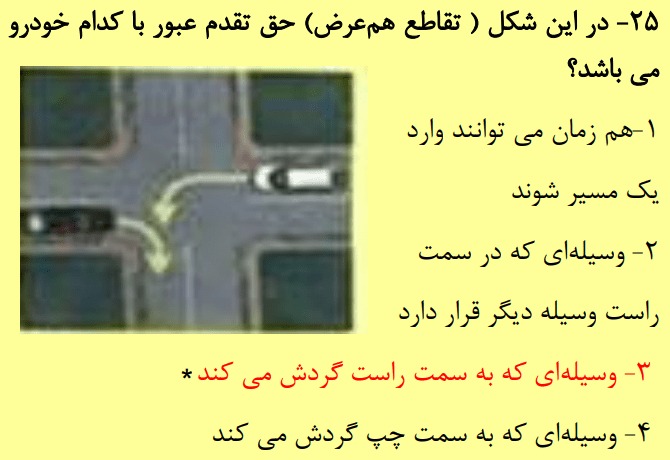 حق تقدم عبور با کدام خودرو است