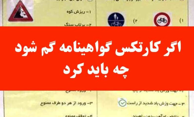 اگر کارتکس گواهینامه گم شود چه باید کرد