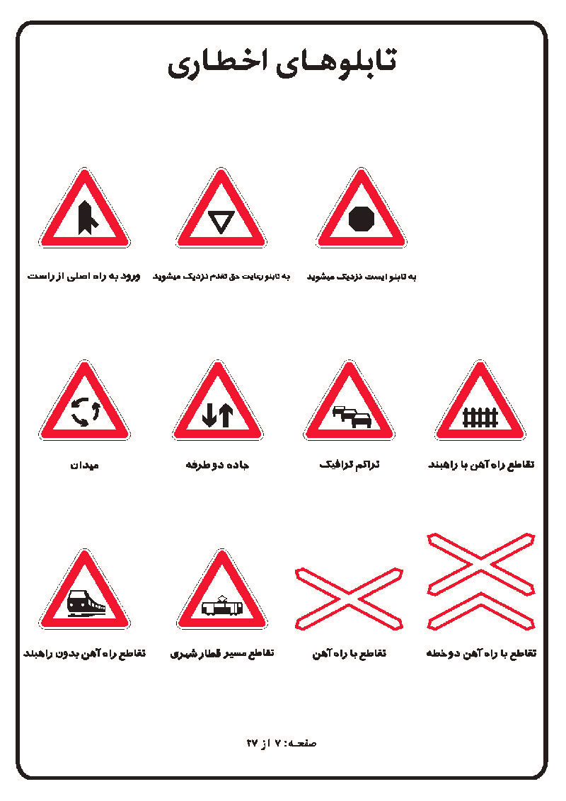 آموزش تصویری علائم رانندگی