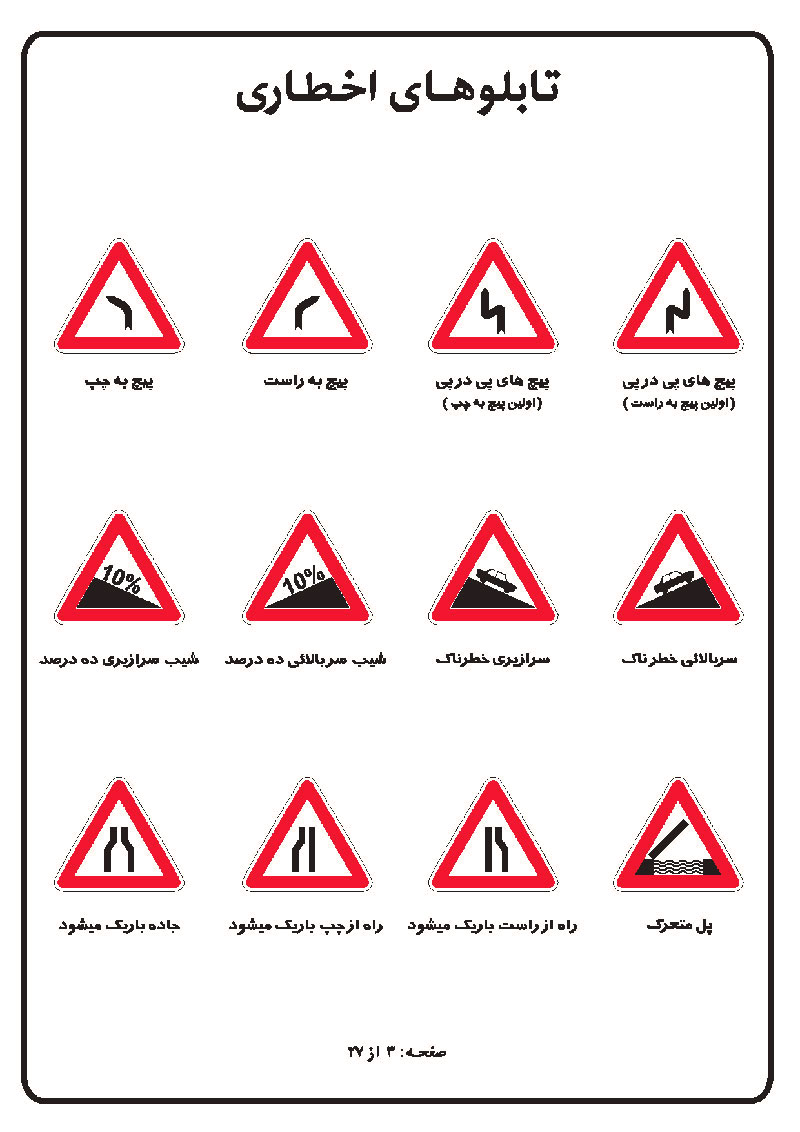 آموزش تصویری علائم رانندگی