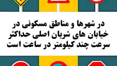 در شهرها و مناطق مسکونی در خیابان های شریان اصلی حداکثر سرعت چند کیلومتر در ساعت است