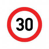 تابلو سرعت بیش از ۳۰ کیلومتر بر ساعت ممنوع
