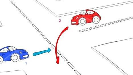 در تقاطع روبرو که فاقد چراغ راهنمایی است حق تقدم با کدام خودرو است